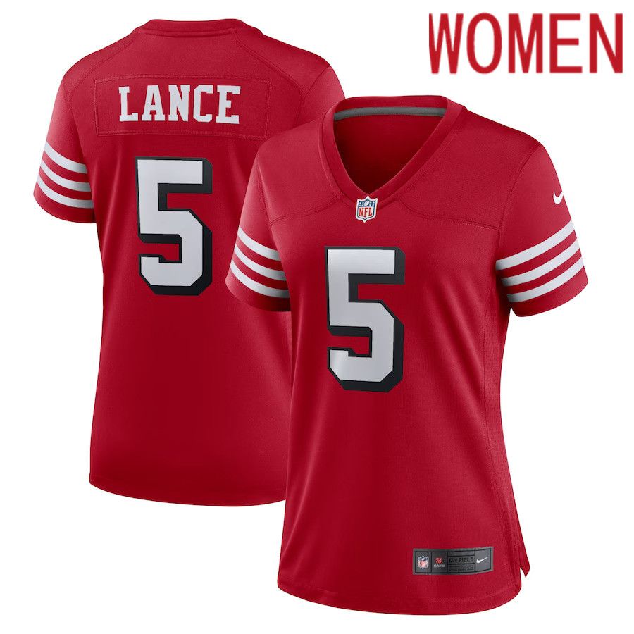 Women San Francisco 49ers 5 Trey Lance Nike Scarlet Alternate Game NFL Jersey